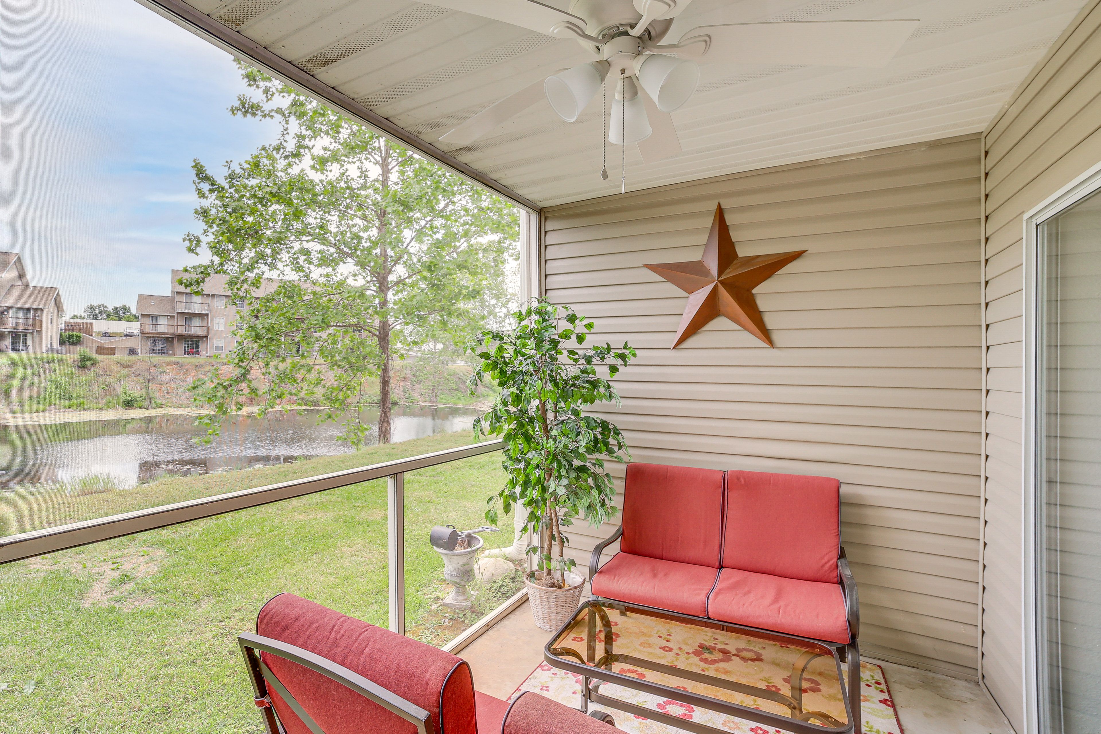 Screened Porch | Outdoor Seating | Pond Views