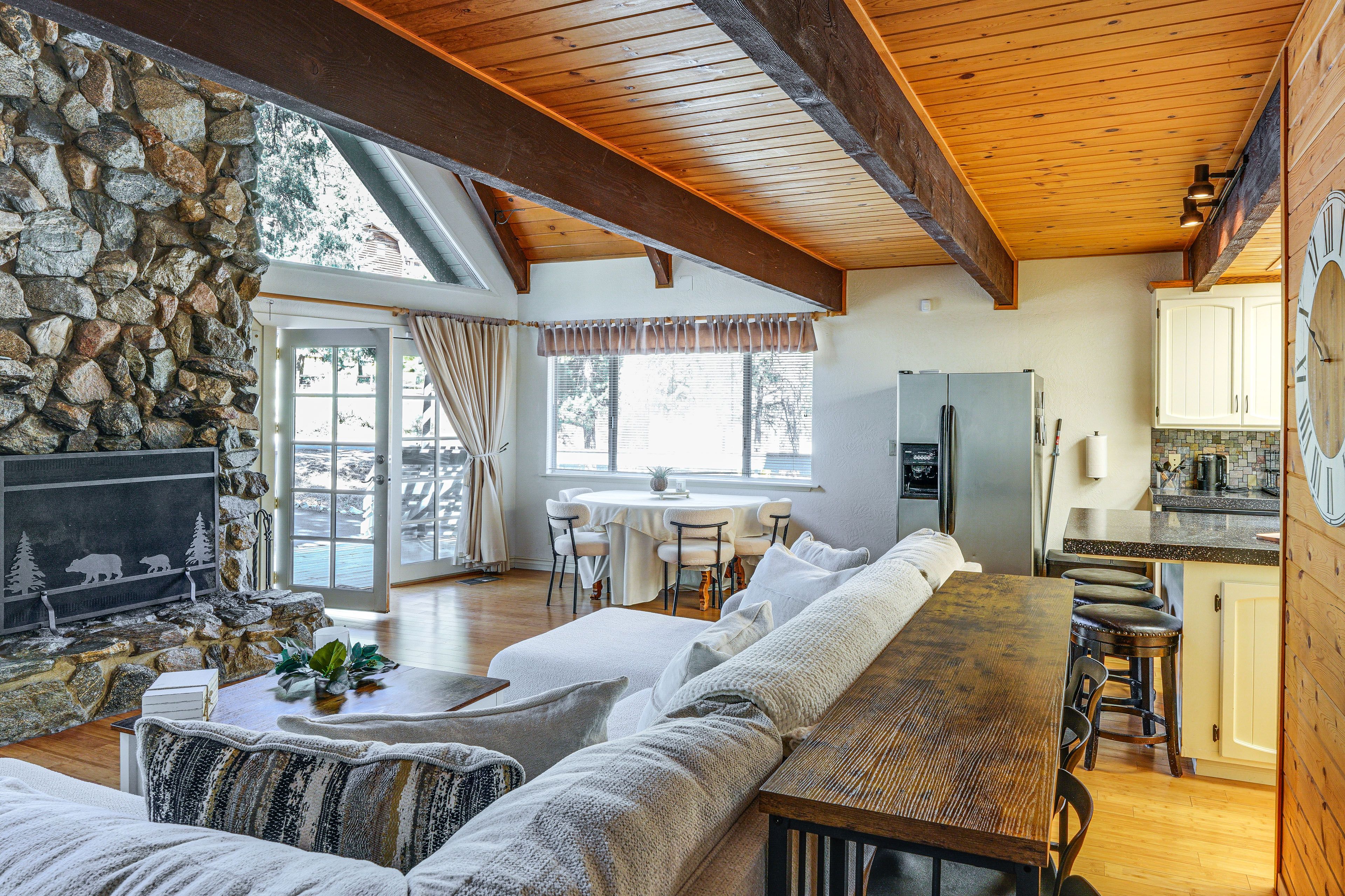 Living Room | Stone Fireplace | 1st Floor