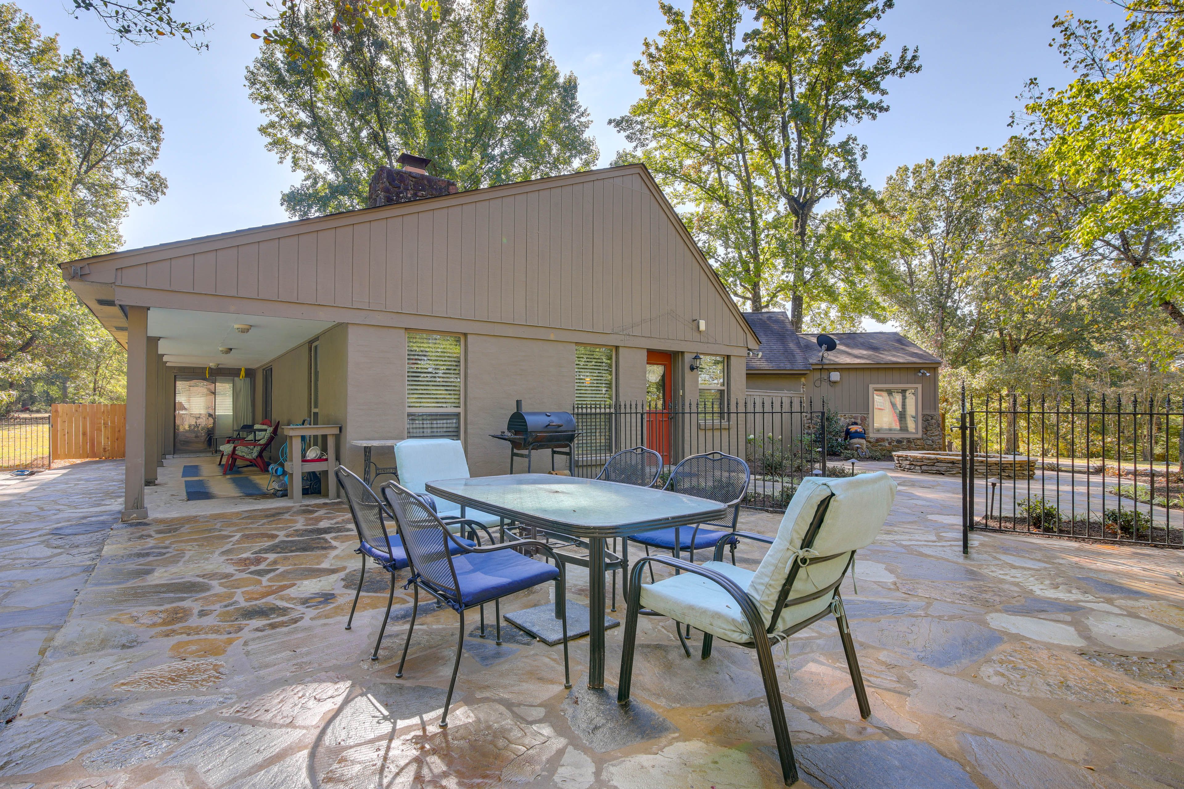 The Lodge Exterior | Furnished Patio | Private Pool | Fire Pit