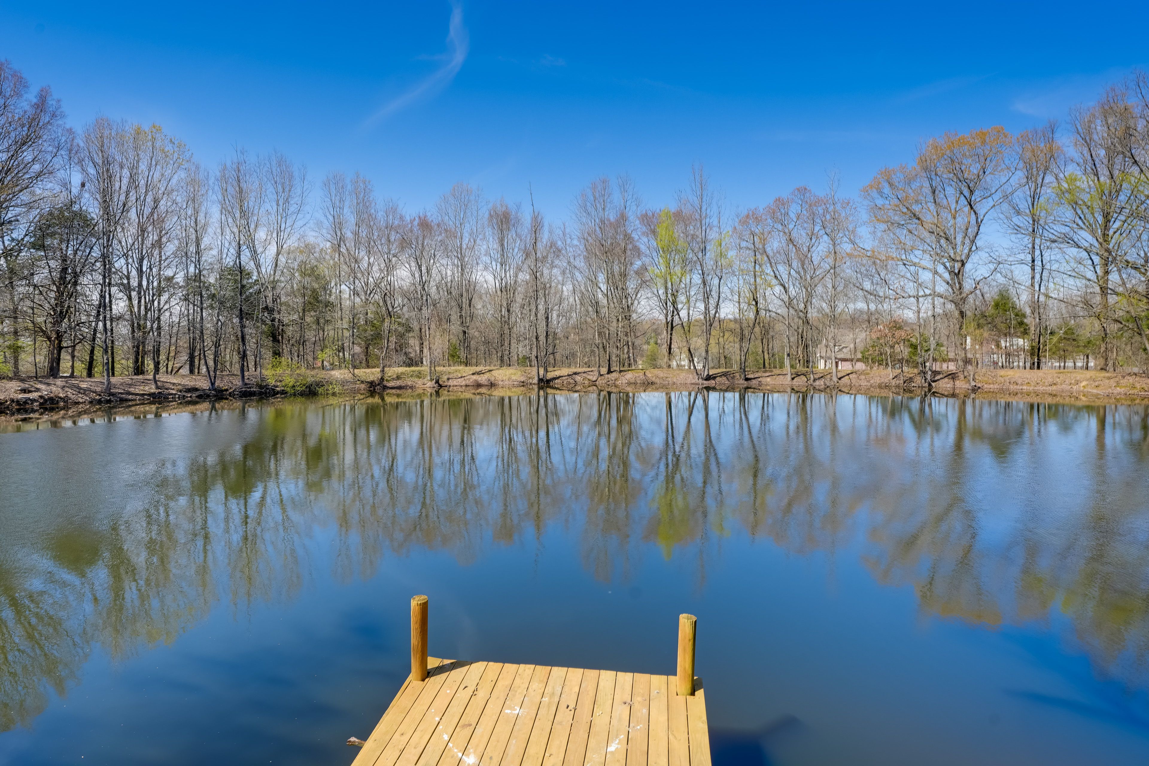 Spitfire Acres Exterior | Fishing Pond On-Site