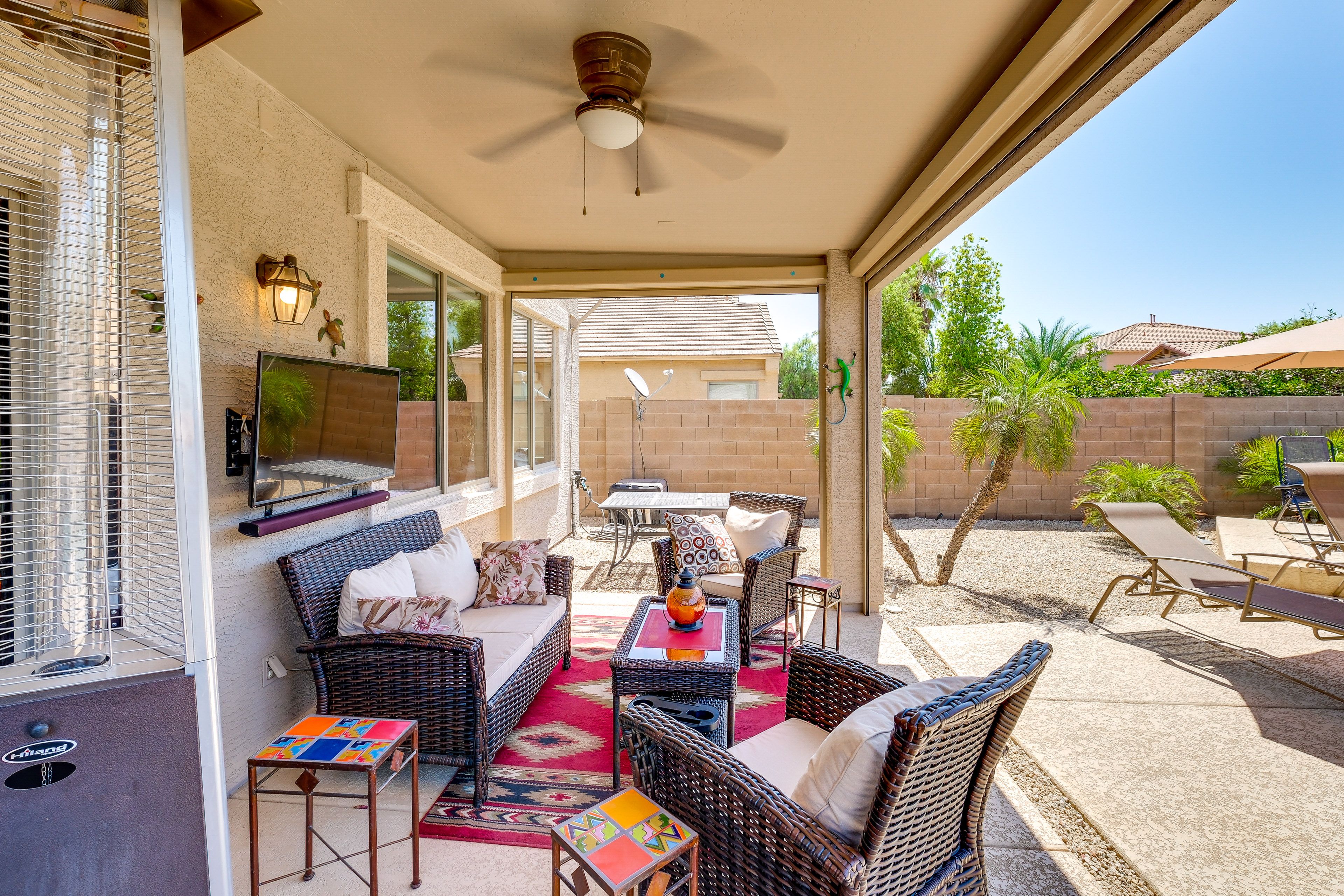 Covered Patio | Outdoor Dining & Lounge Areas | Private Pool