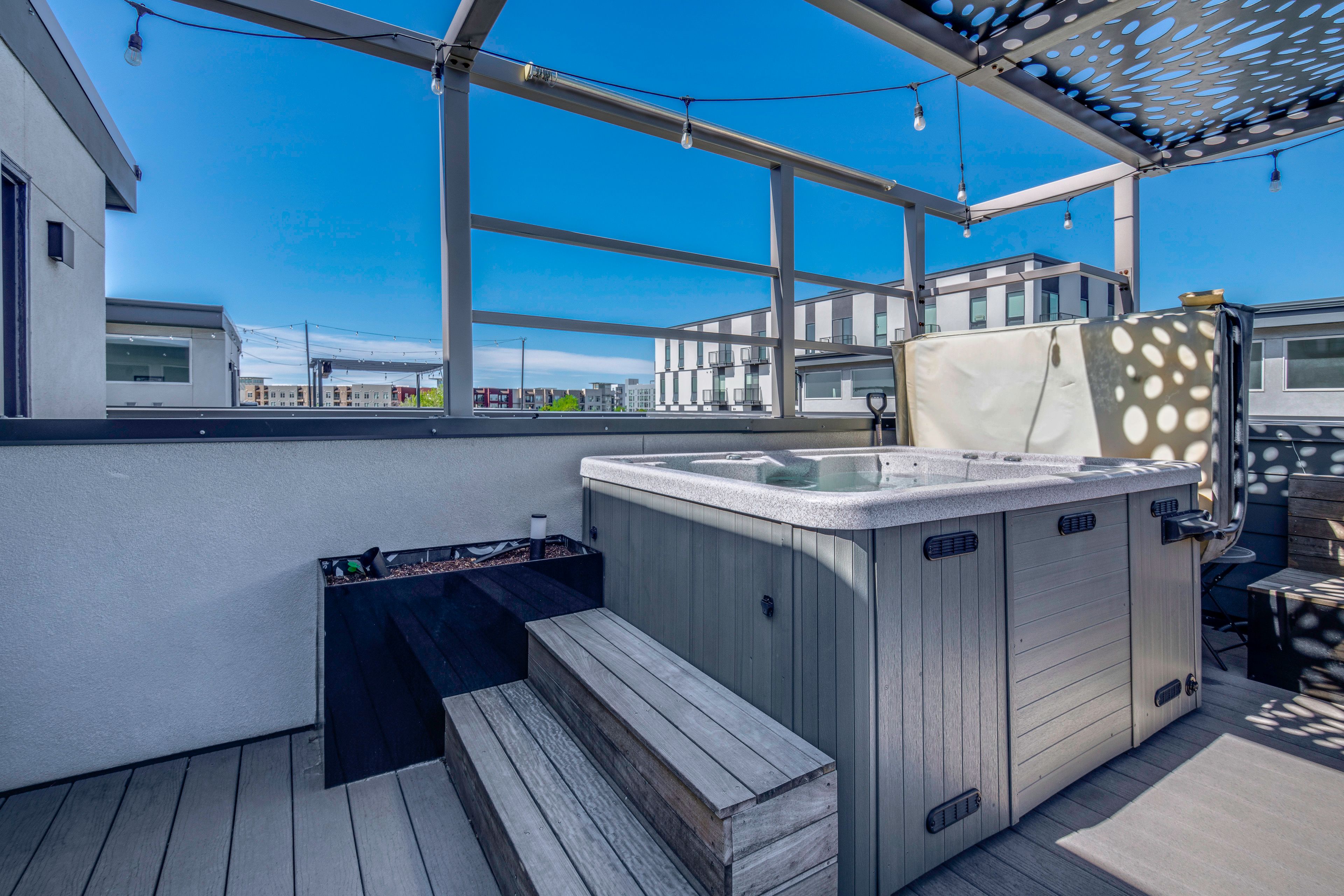 Rooftop Deck | Private Hot Tub | Outdoor Seating