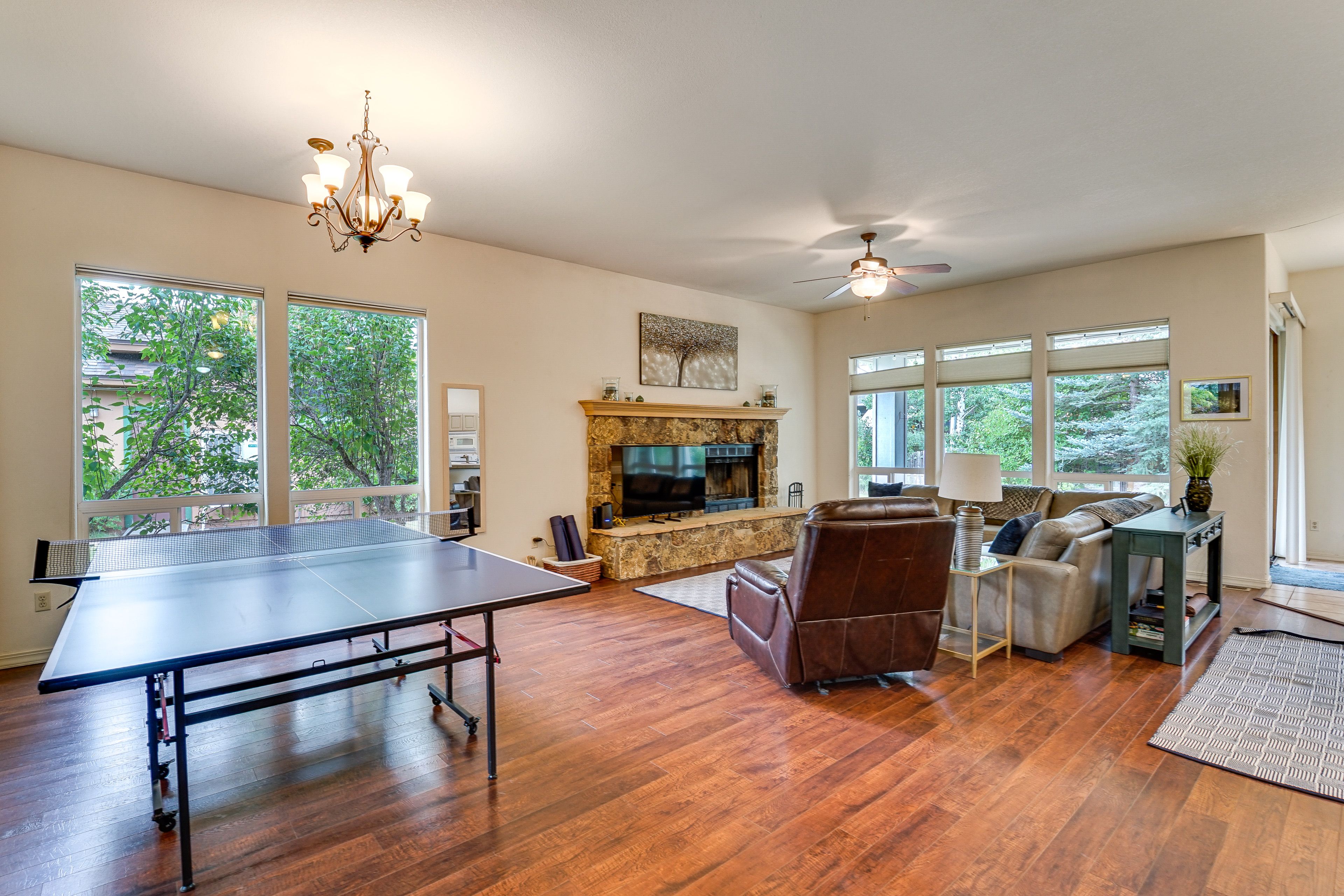 Living Room | Ping-Pong Table | Fireplace | Open Floor Plan