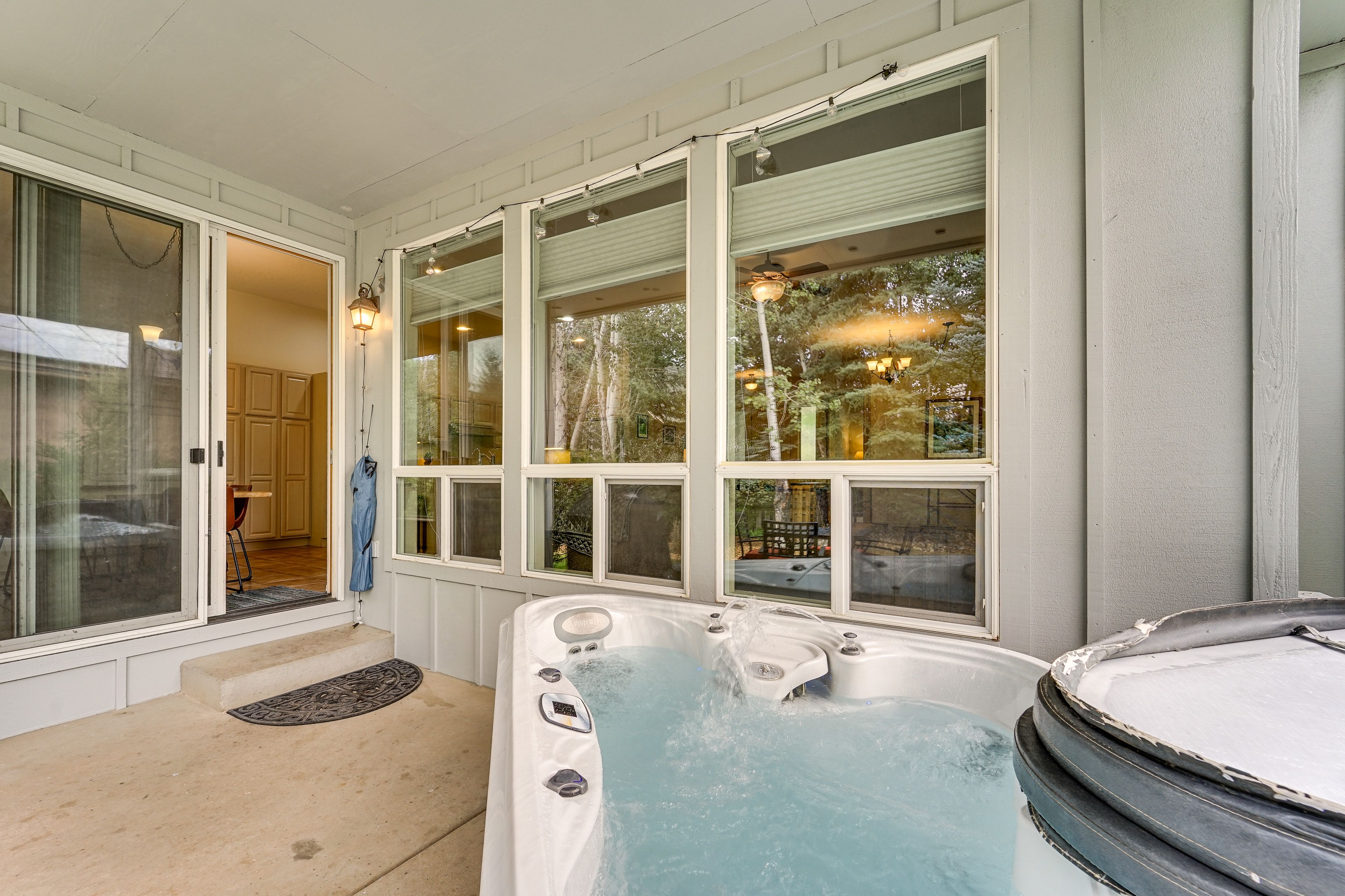 Covered Patio | Private Hot Tub | Grill | Dining Area