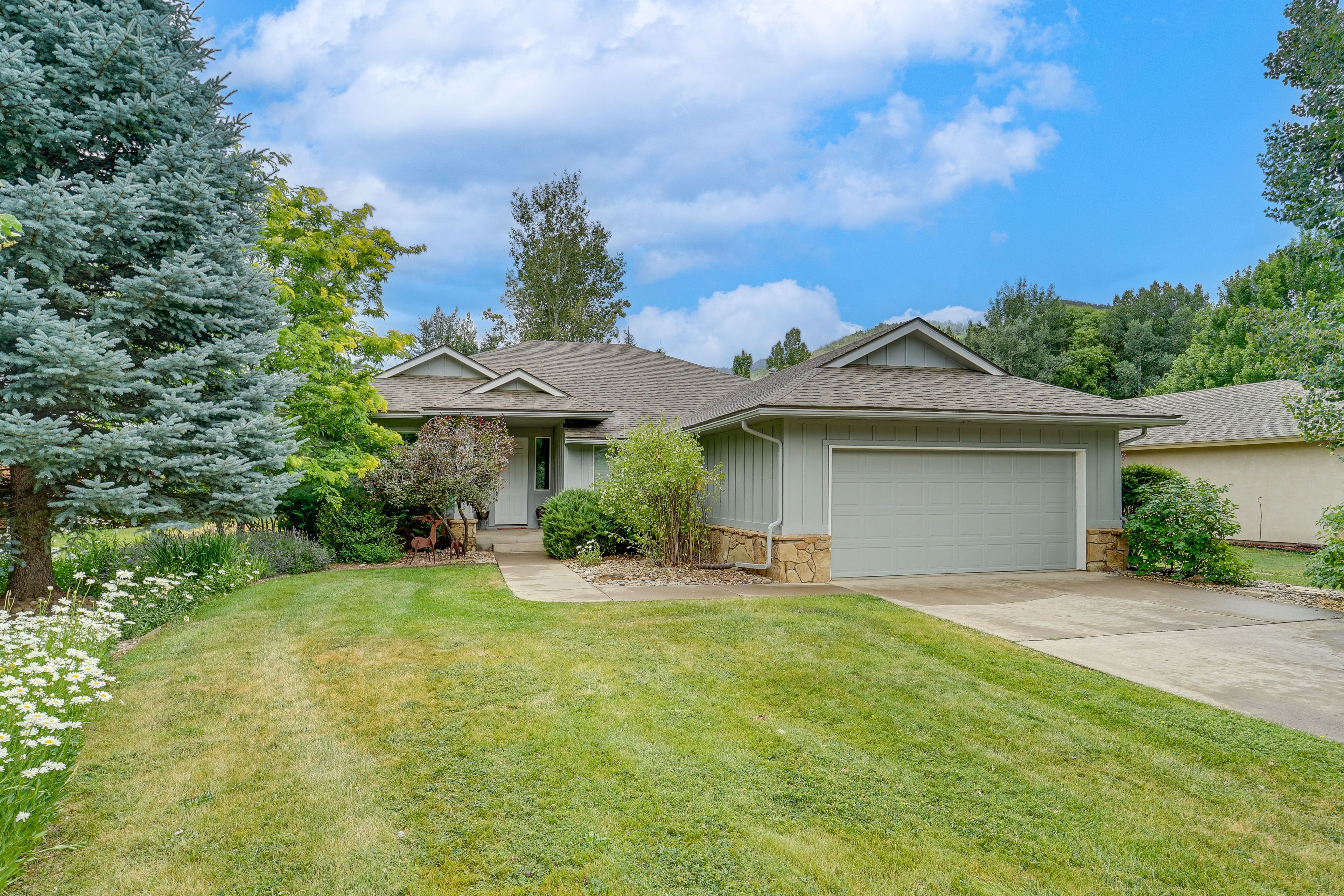 Front Exterior | Single-Story Home | Private Yard
