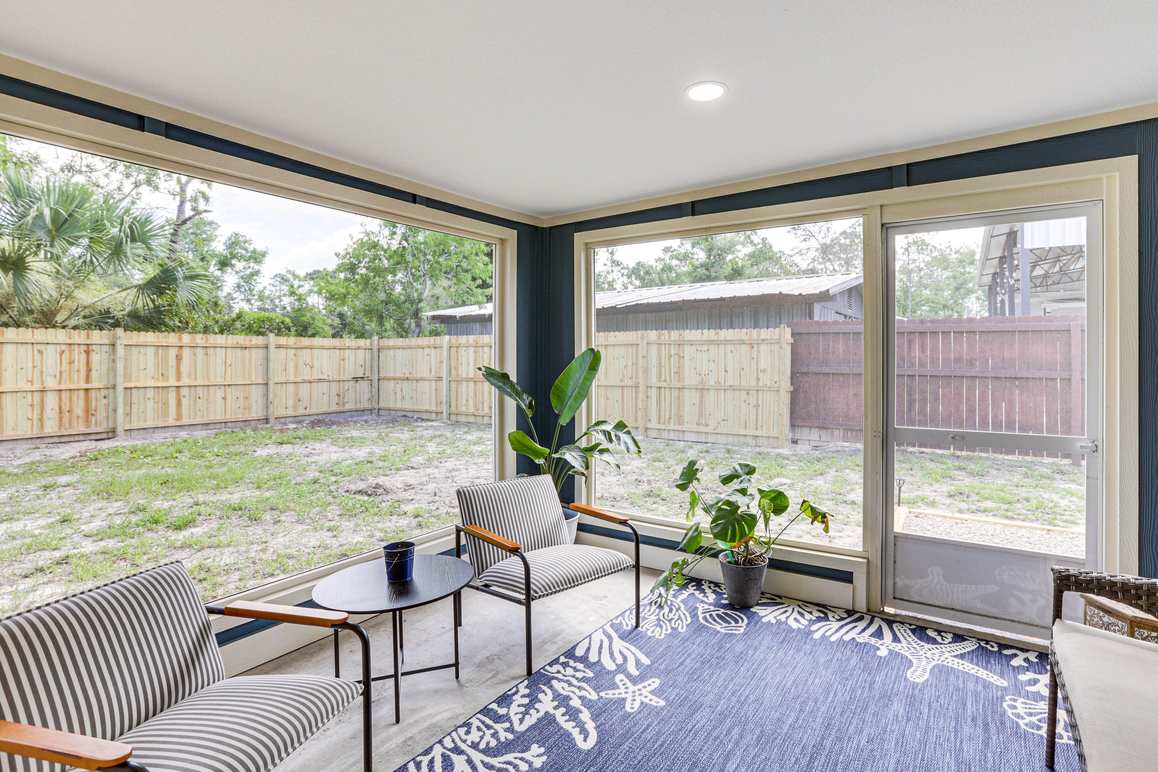 Screened-In Porch | Fenced Backyard