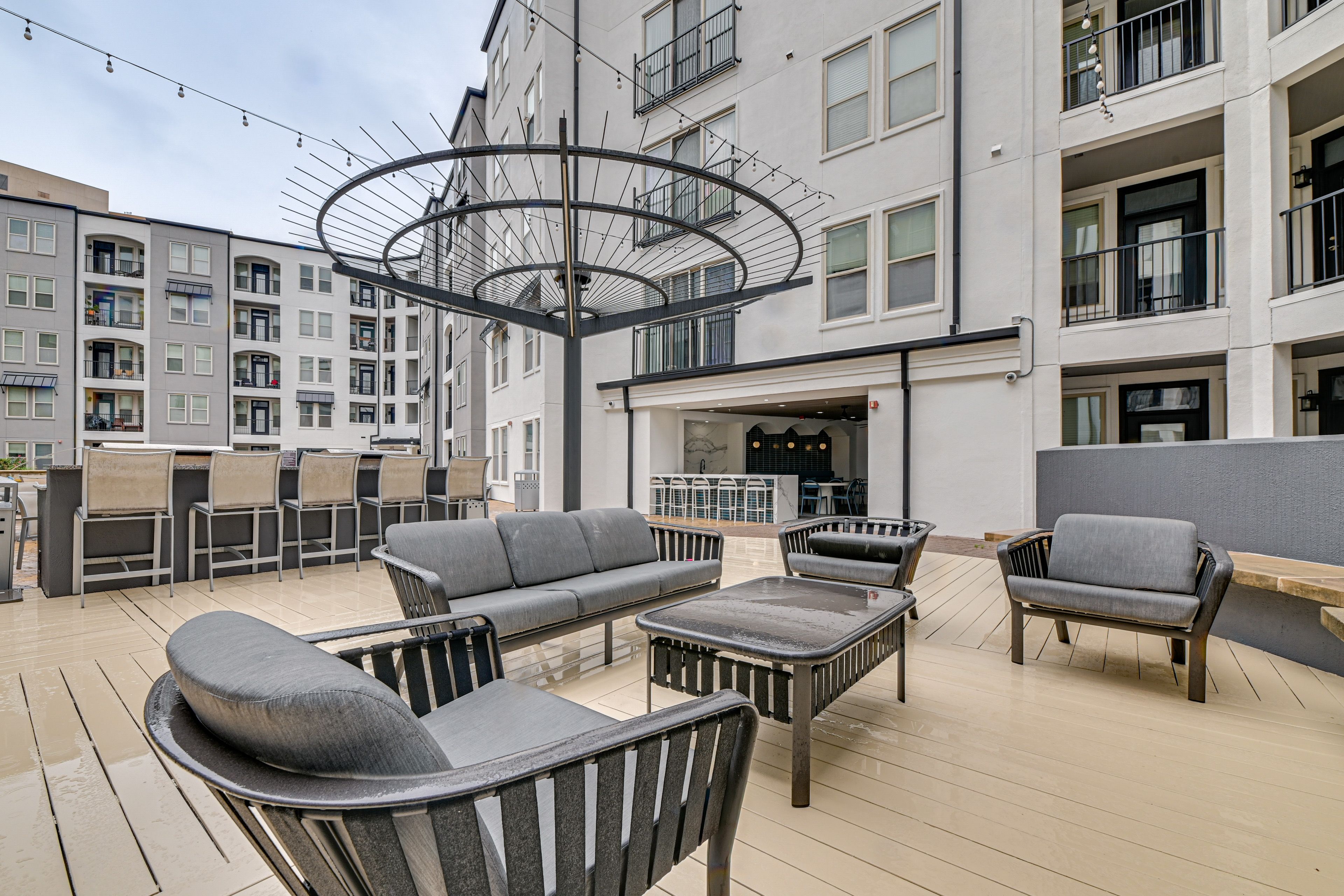 The Monterey by Windsor Apartments | Seating Area | Gas Grills | Kitchen
