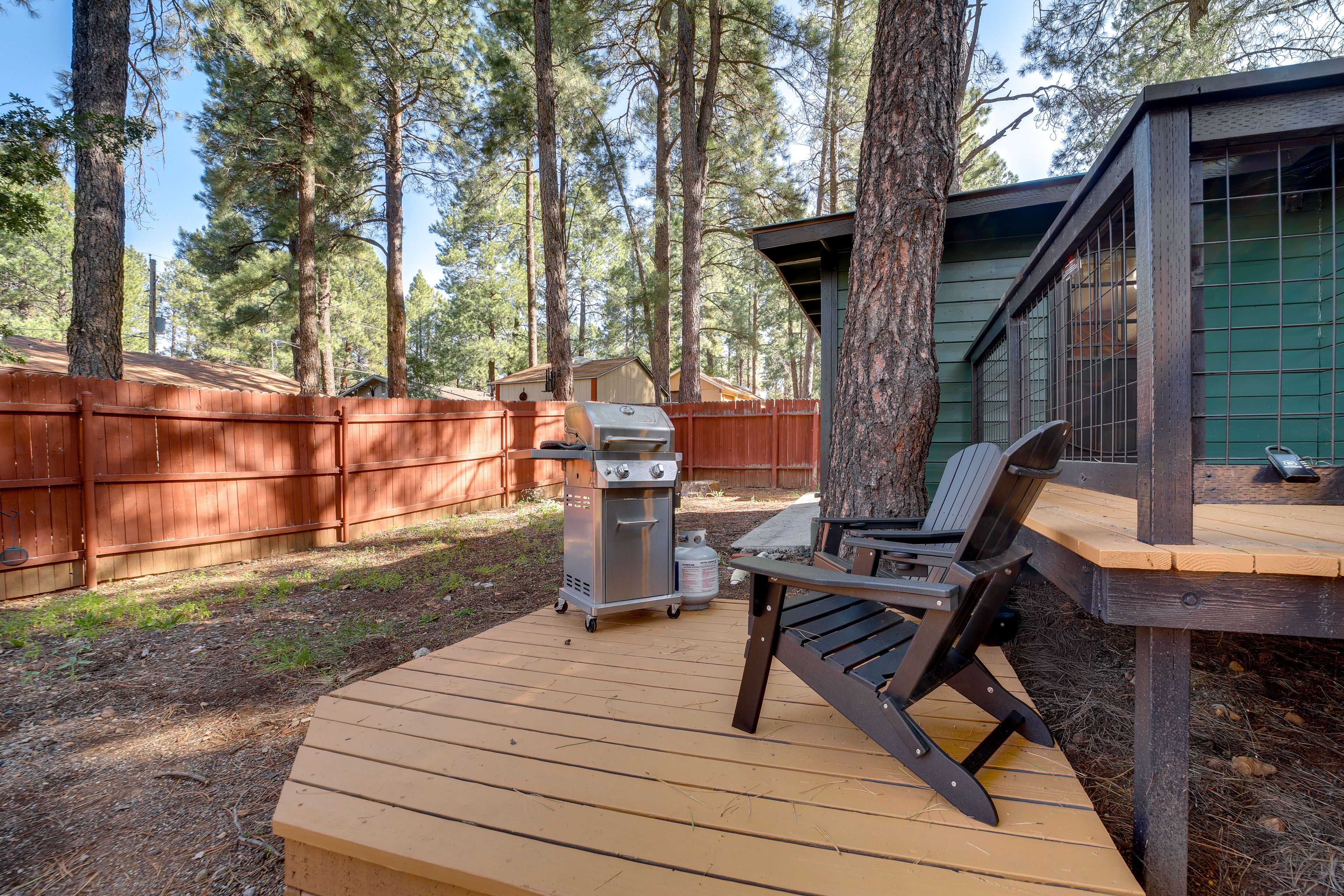 Partially-Fenced Back Yard | Gas Grill