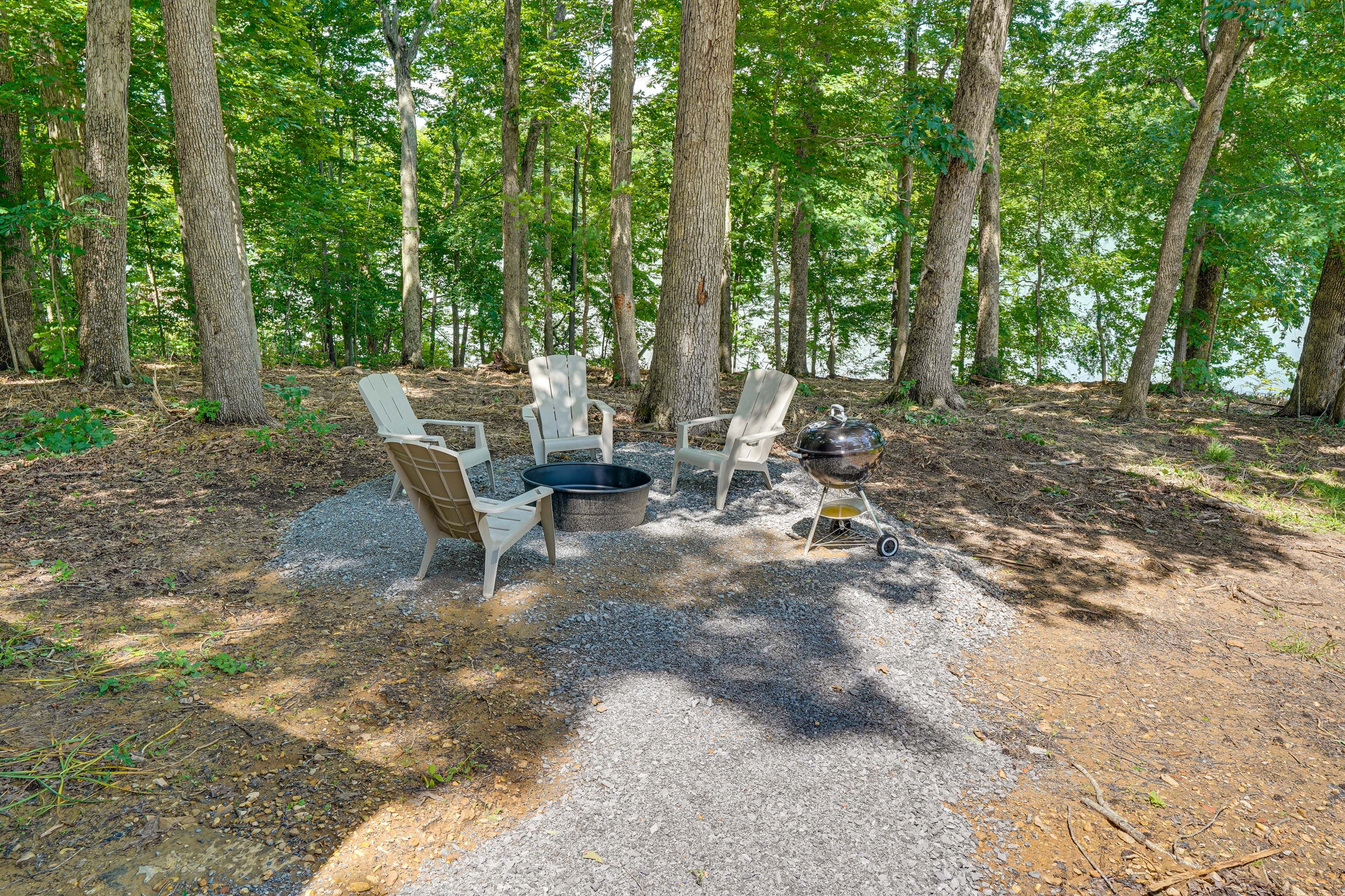 Exterior | Fire Pit w/ Seating | Grill | Lake Views