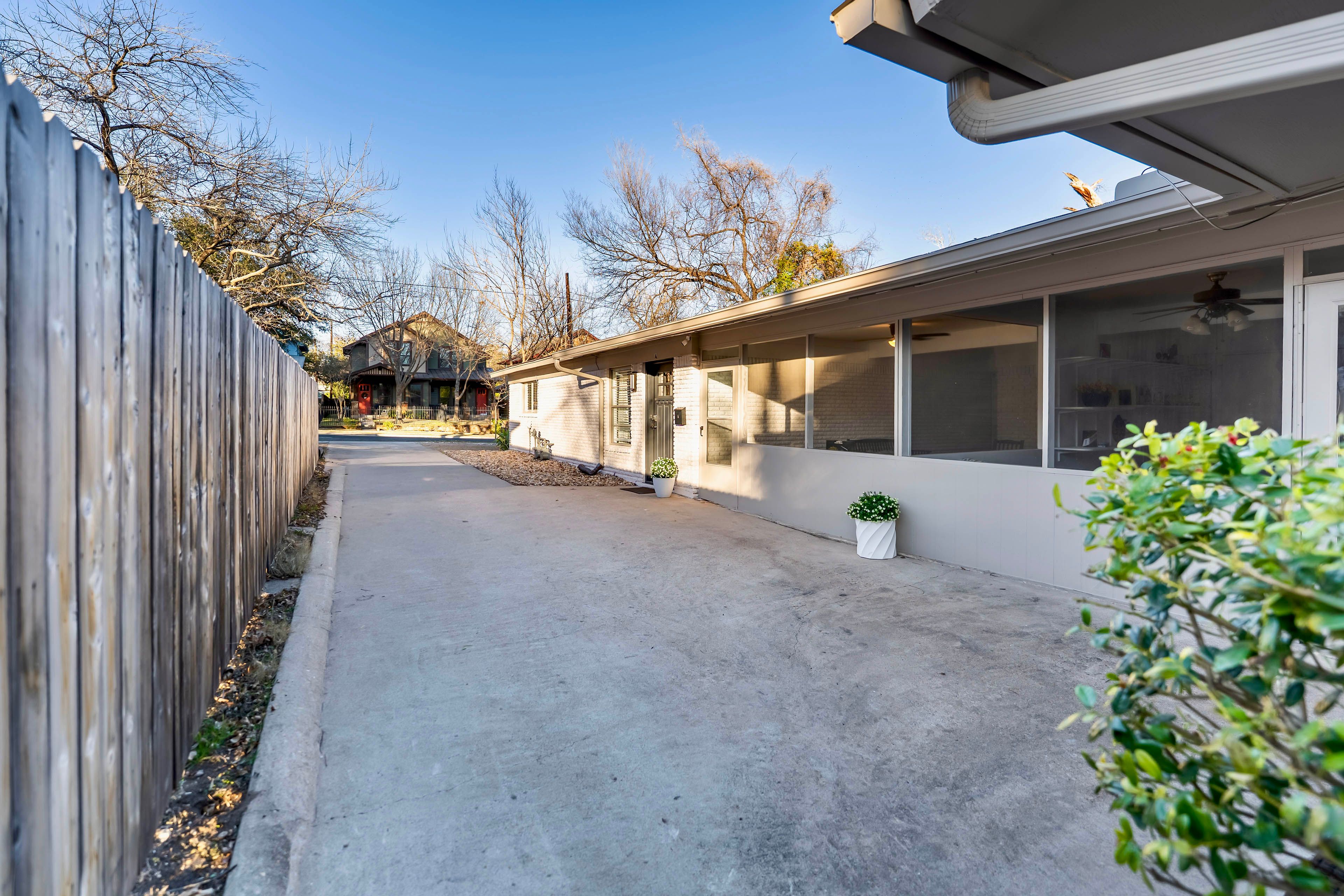 Duplex Exterior | Driveway (2 Vehicles) | Free Street Parking (2 Vehicles)