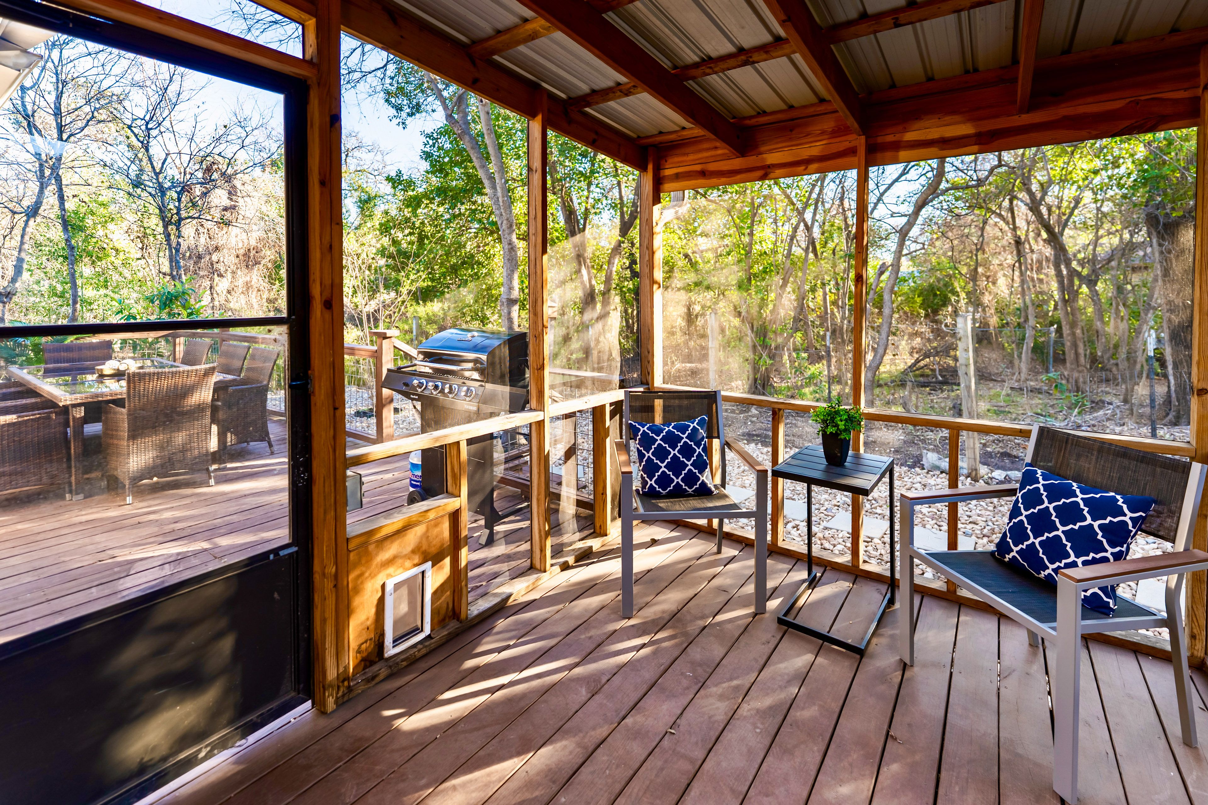 Unit B | Screened Porch w/ Seating | Creekside Setting