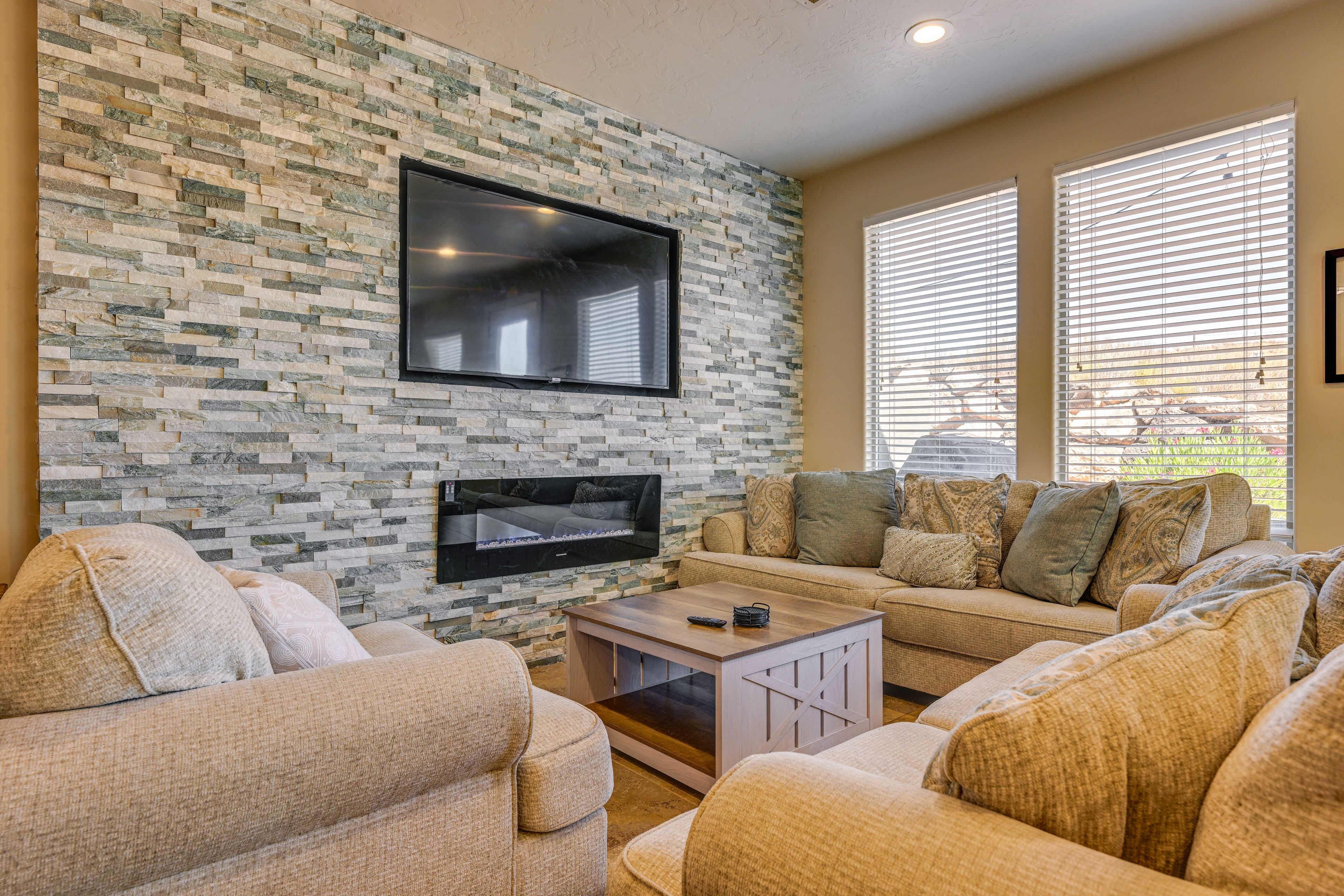 Living Room | Smart TV | Electric Fireplace | Full Sleeper Sofa
