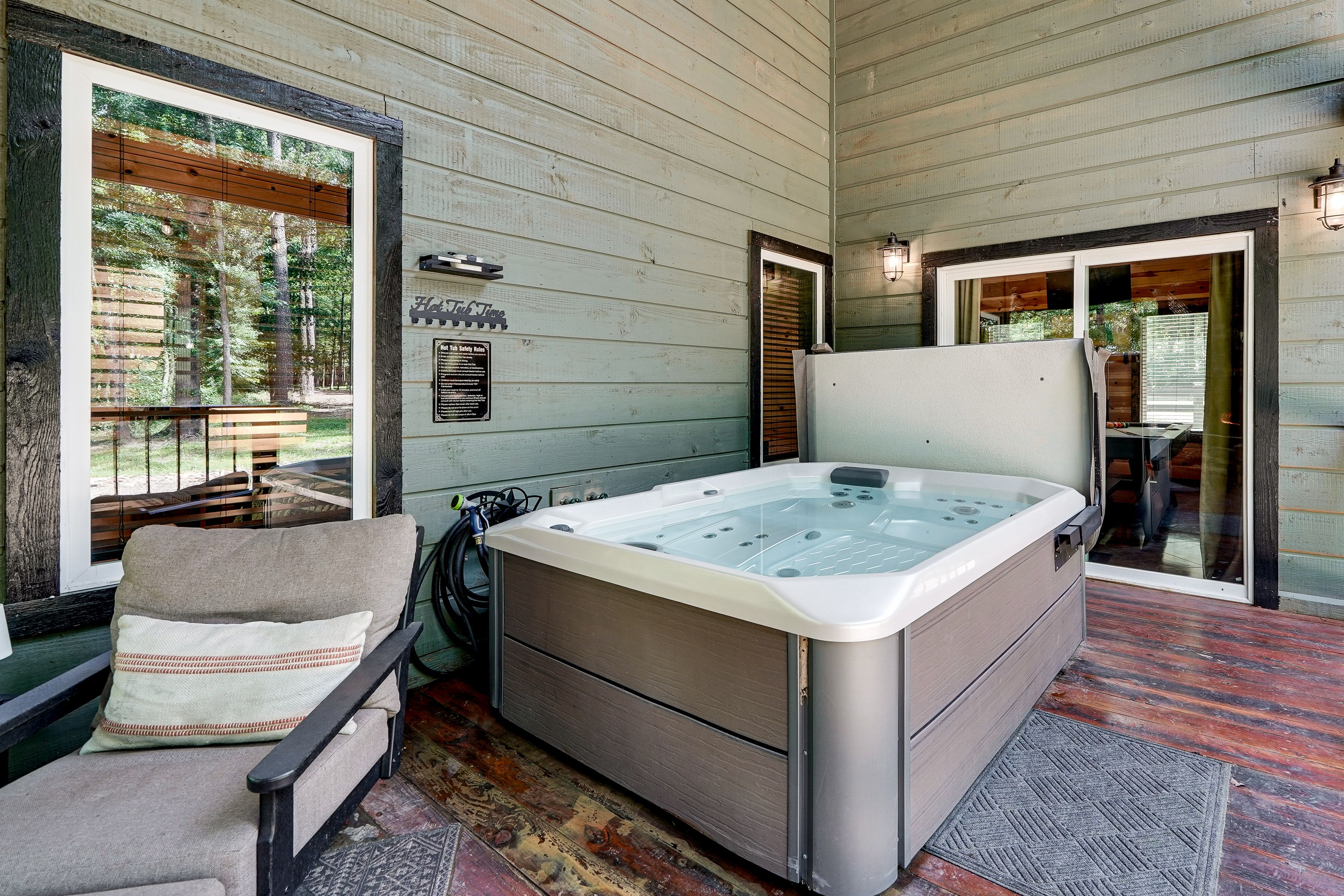 Covered Deck | Private Hot Tub | Outdoor Fireplace