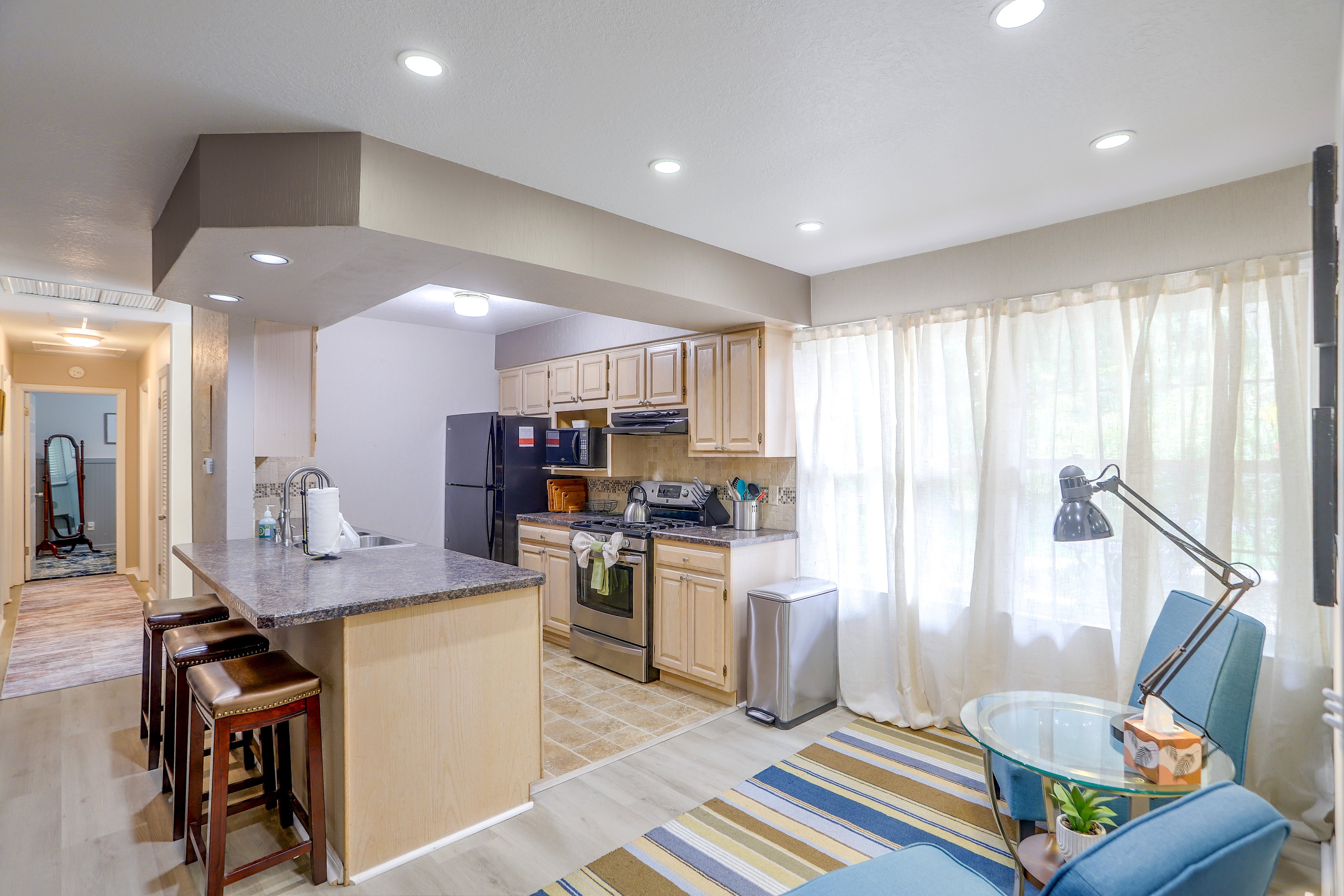 Kitchen & Seating Area | Single-Story Home