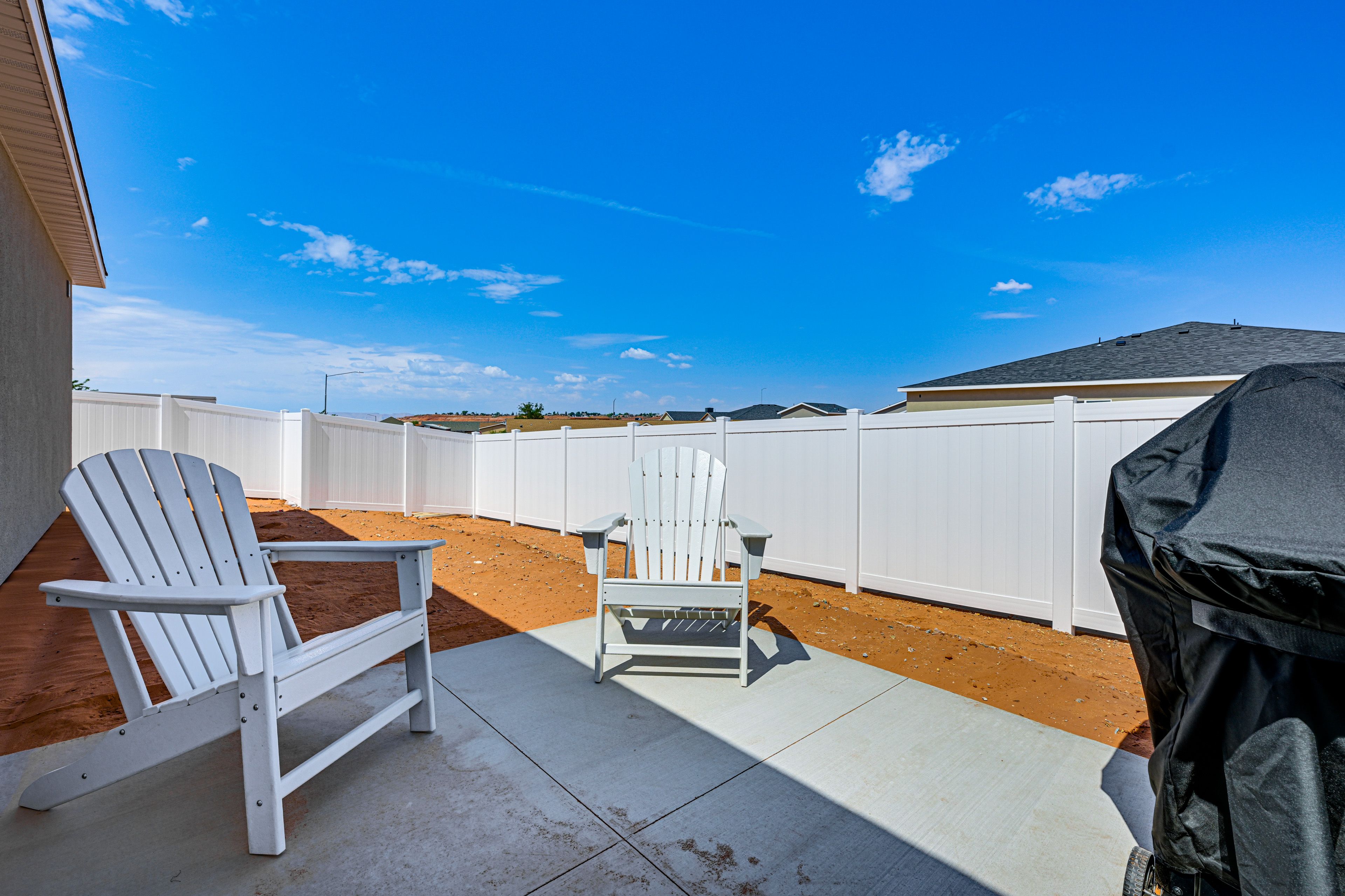 Furnished Patio | Partially Fenced Yard