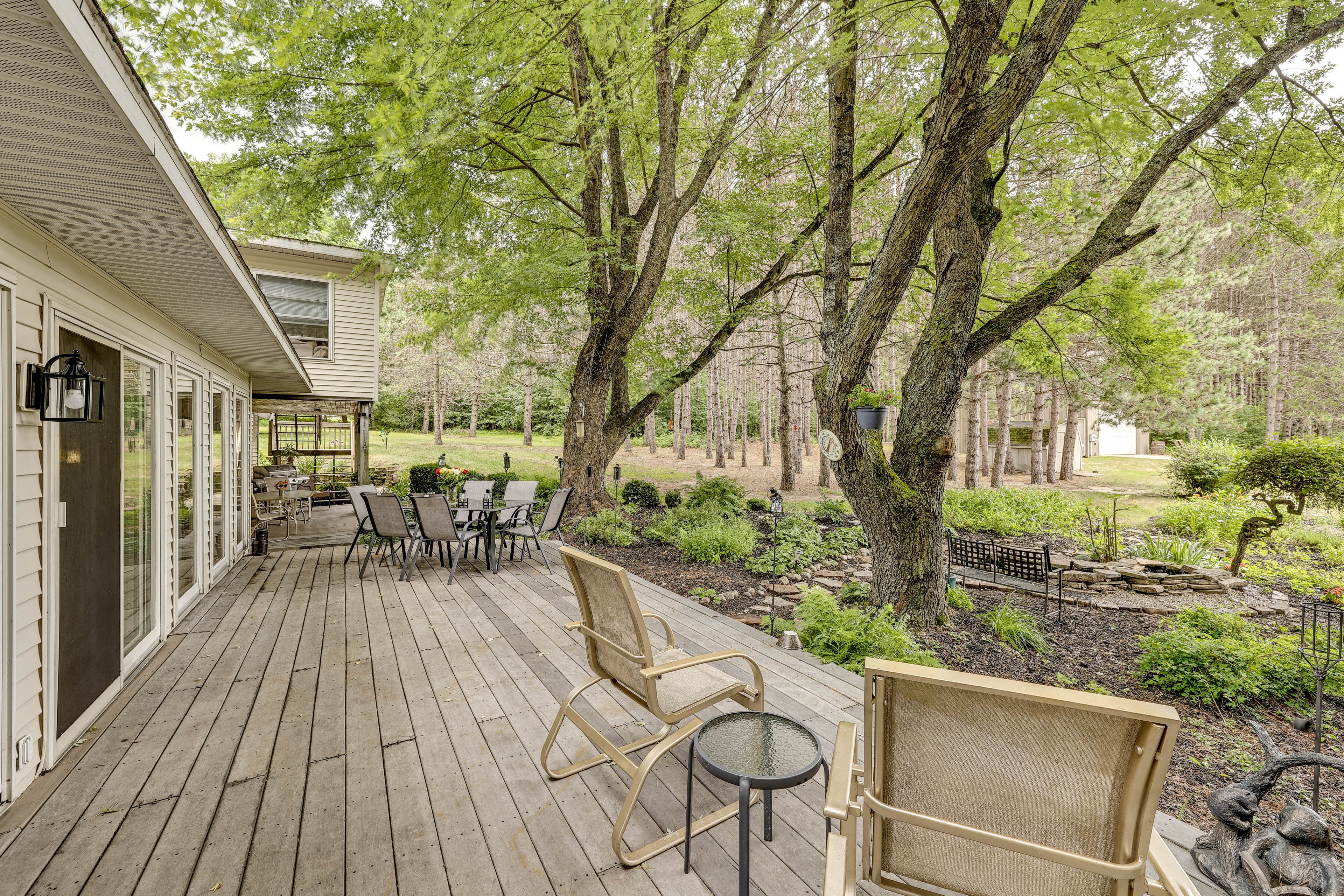 Uncovered Deck | Spacious Yard | Koi Pond | Fire Pit