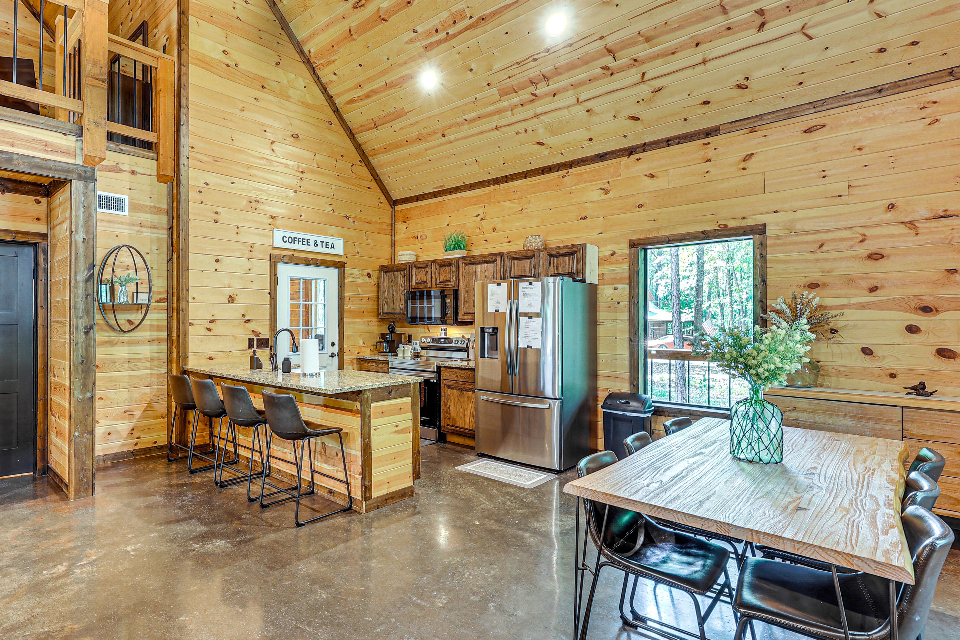Kitchen & Dining Area | Open Floor Plan | Vaulted Ceilings