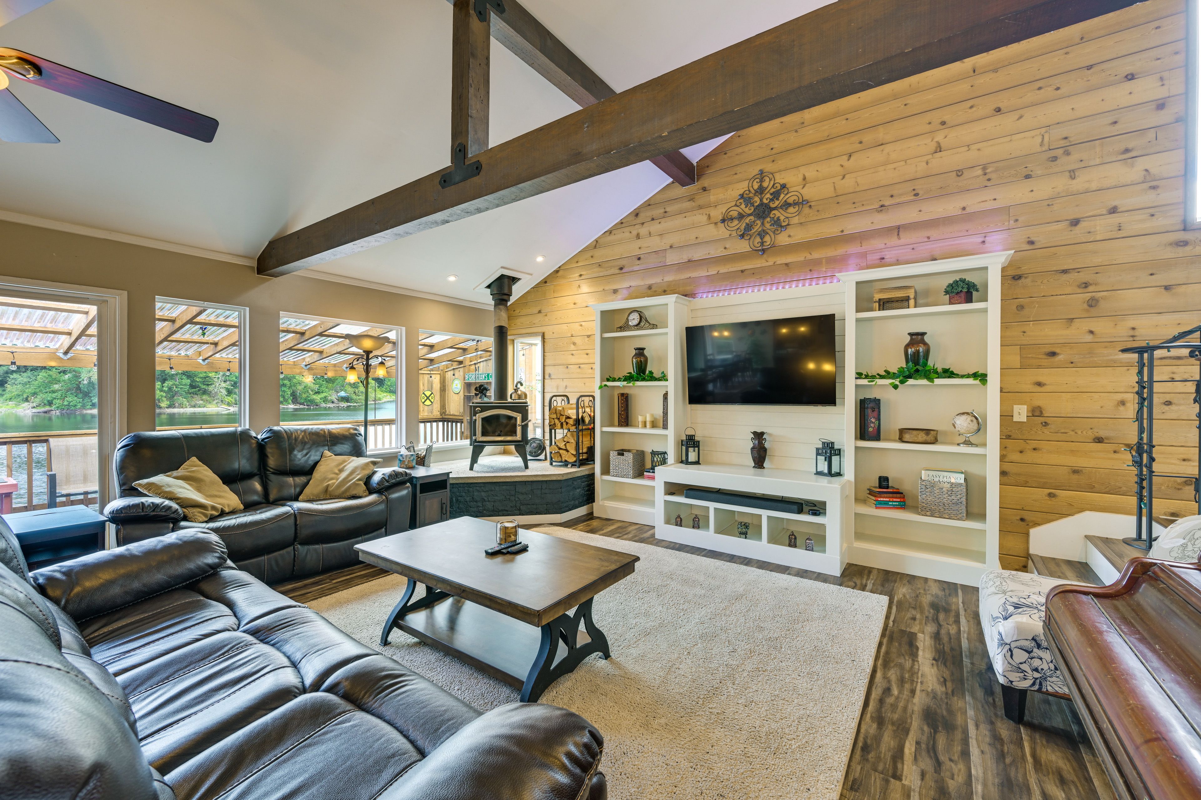 Living Room | Smart TV | Wood-Burning Stove | Central A/C | Piano