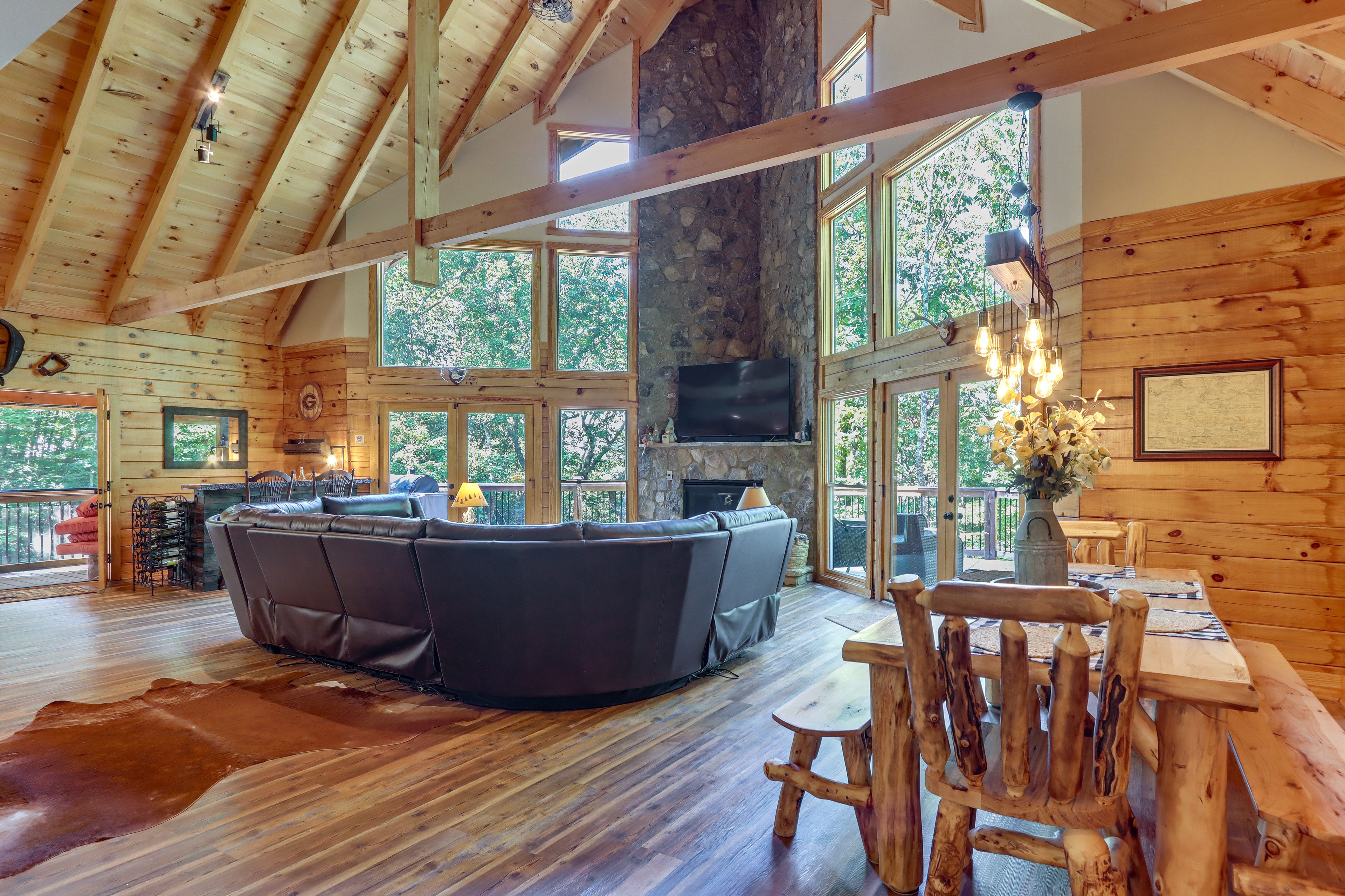 Dahlonega Vacation Rental | 3BR | 2.5BA | 4,500 Sq Ft | Stairs Required
