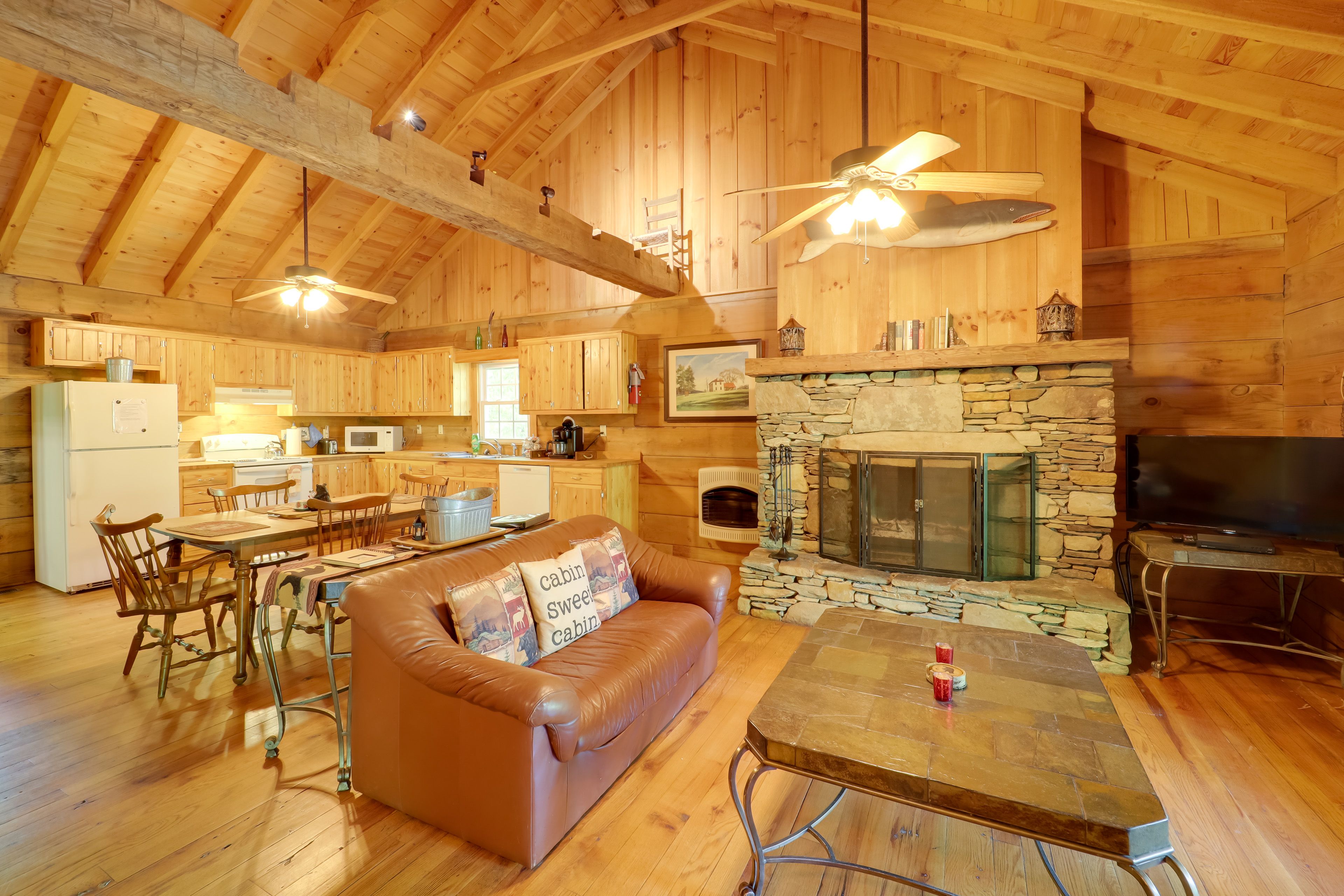 Compleat Angler | Living Room | Wood Fireplace | TV/DVD