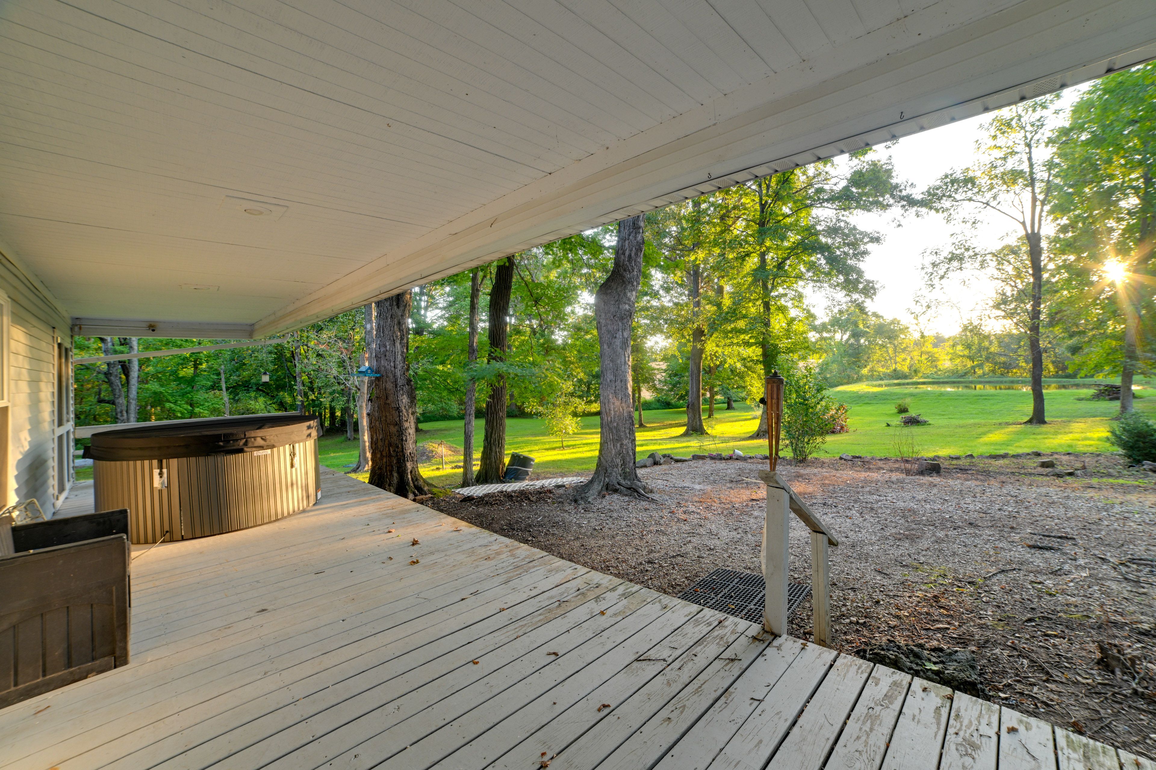 Covered Deck | Private Hot Tub | Pond Views