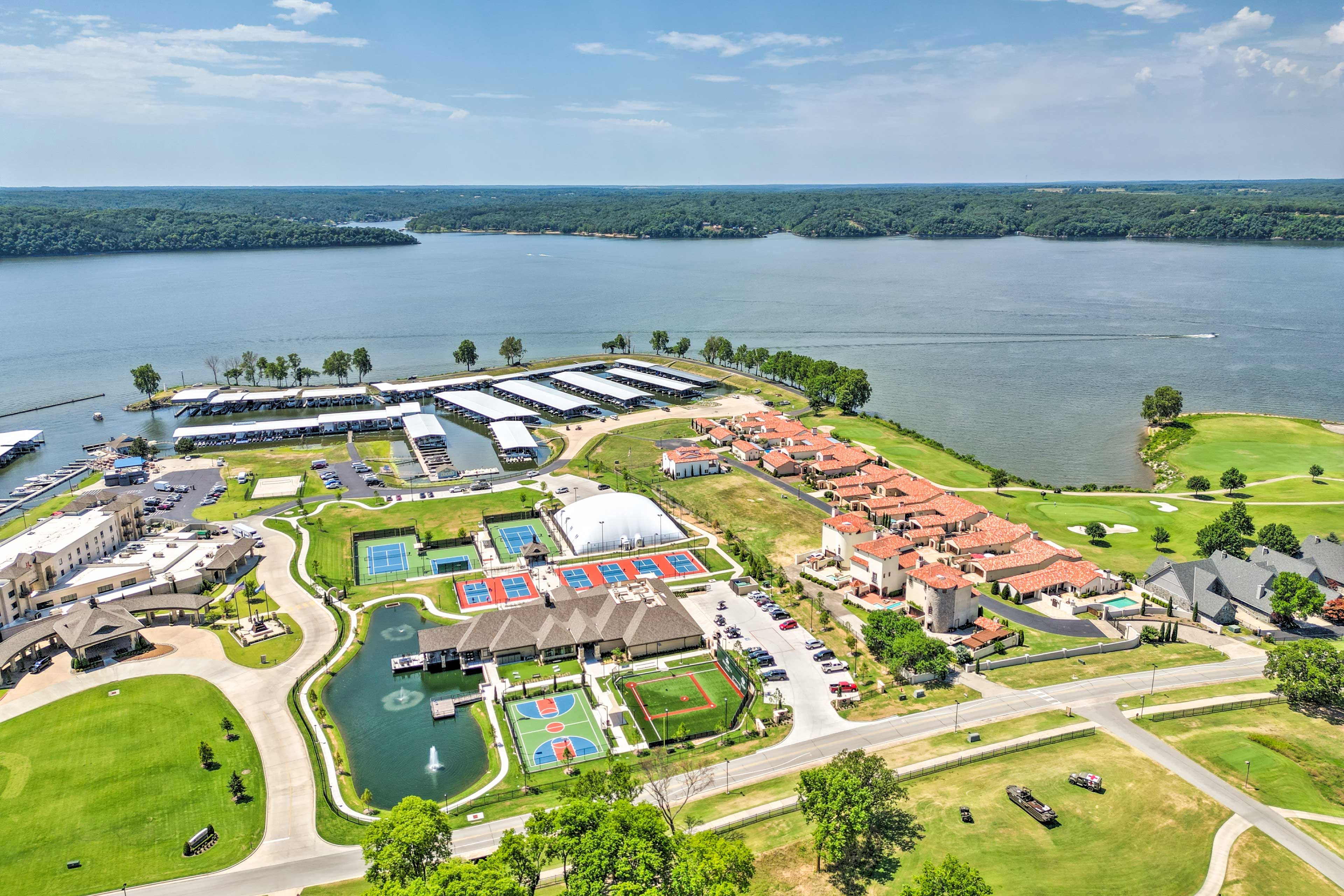 Aerial View | Community Sports Courts | Boat Docks