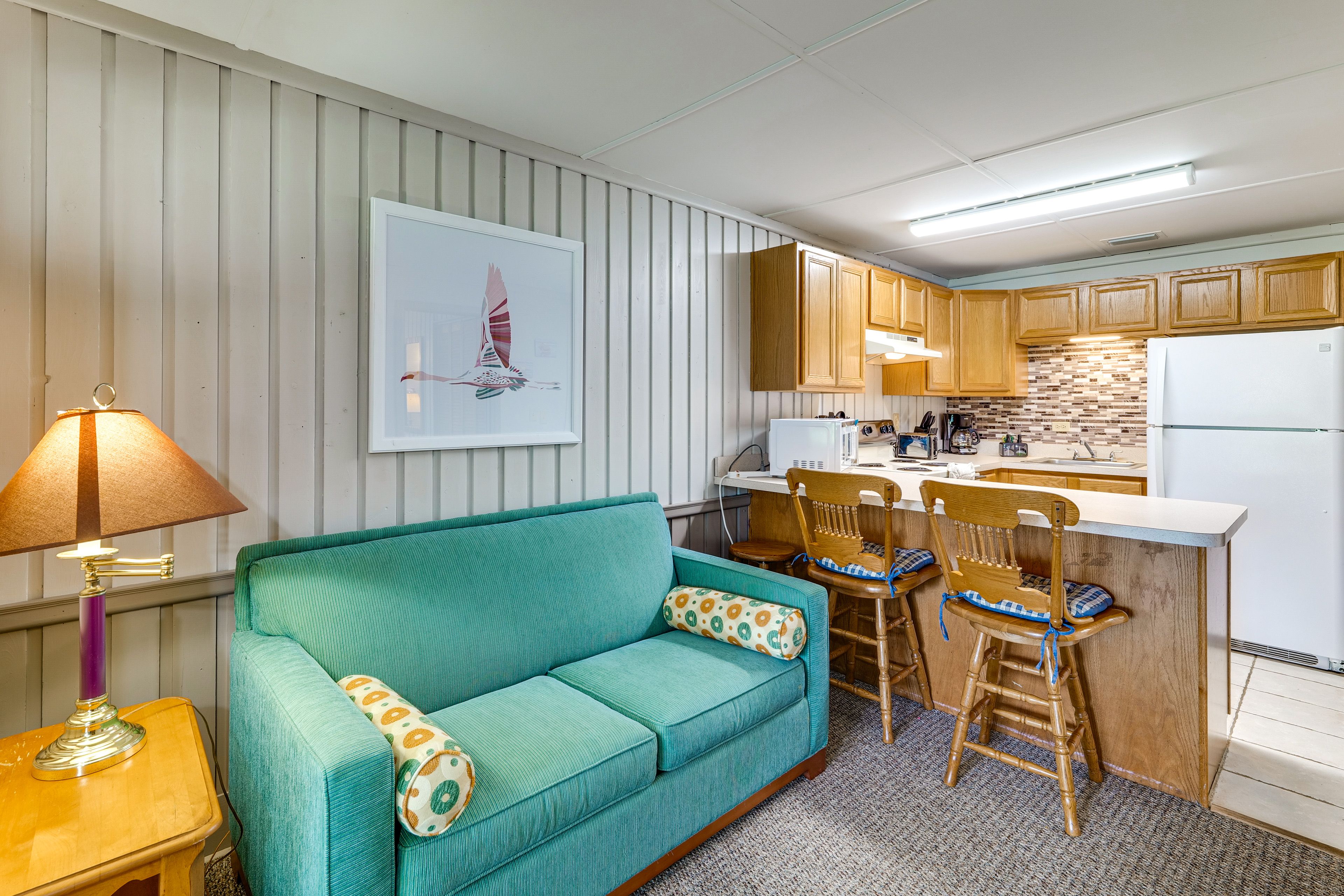 Sitting Area & Kitchen | Central Heating & A/C