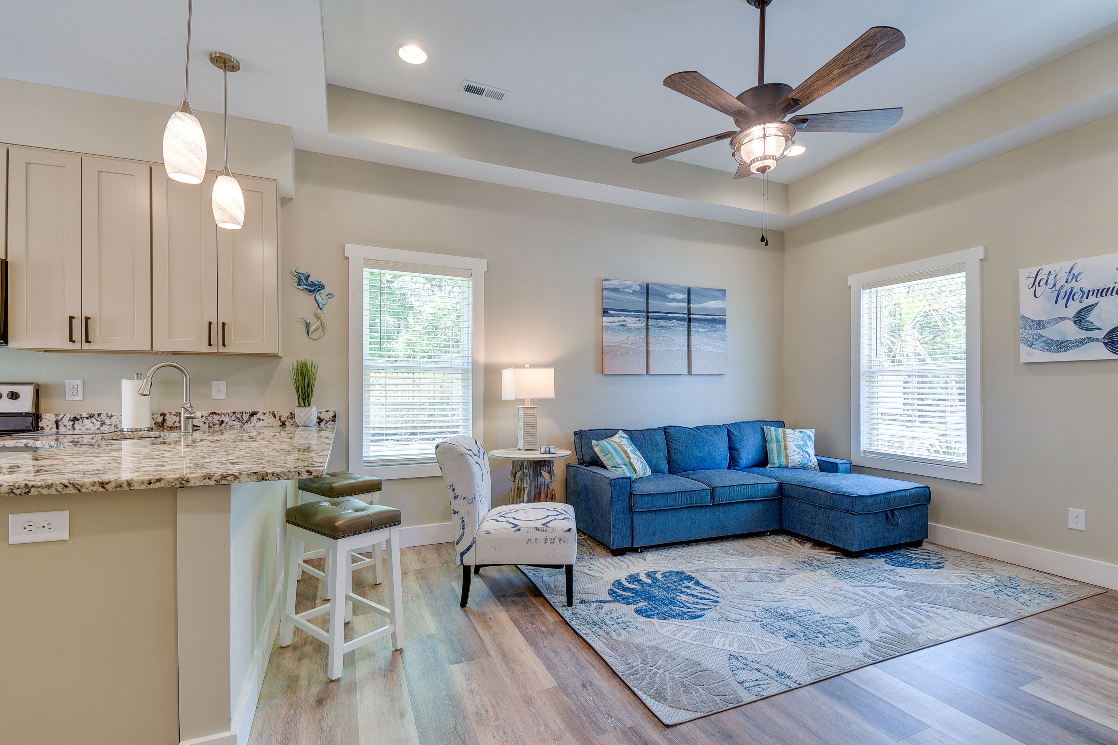 Unit B | Living Room | Full Sleeper Sofa | Electric Fireplace