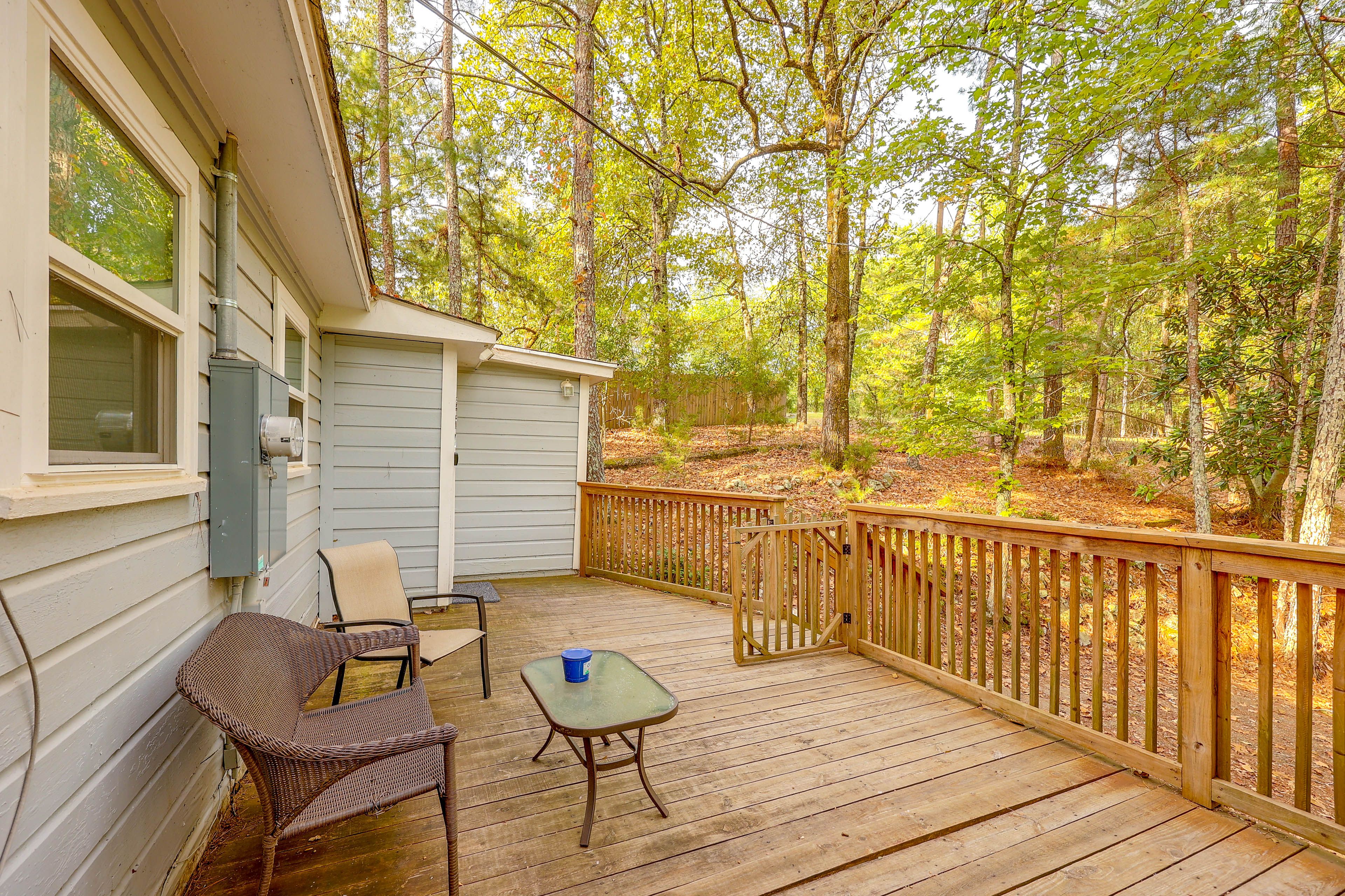 Furnished Deck | Wooded Lot | Outdoor Seating